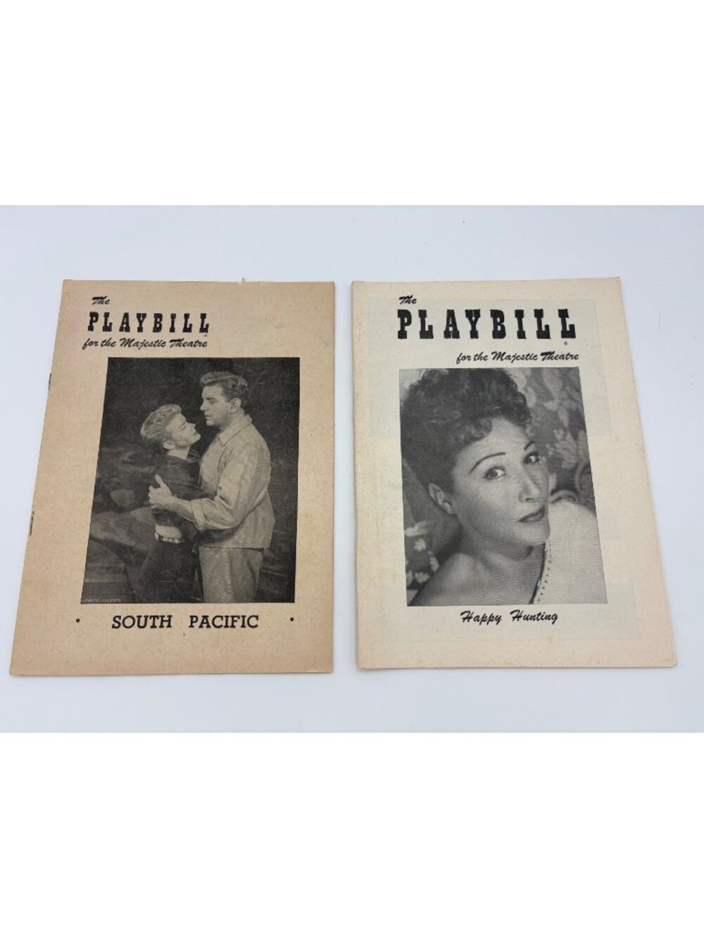 1952 South Pacific & 1957 Happy Hunting Playbill Pair Ethel Merman Broadway NYC